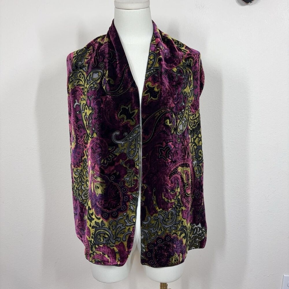 Dana Herbert Scarf Women One Size Velvet Paisley Silk Blend Boho Fall Whimsigoth